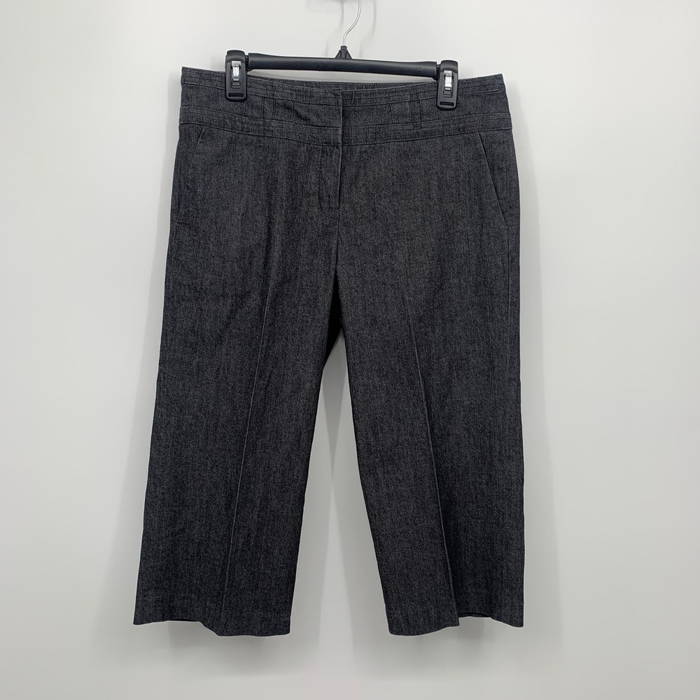 Sandro Sportswear Cropped Trousers Womens 10 Gray Cotton Blend Wide Leg Capris